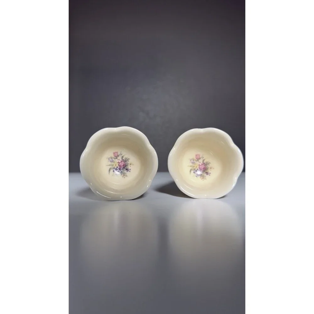 Easter Egg Cup Set Basket Weave Vintage Easter Bunny Scalloped Edge